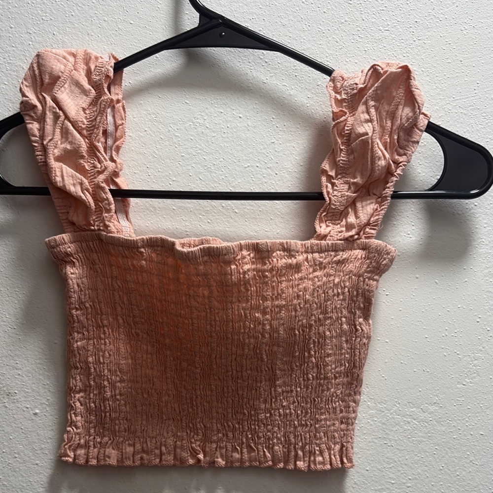 Ruffled Pink Smocked Women's Top